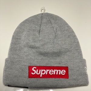 Supreme Beanie Gray Red Box Logo